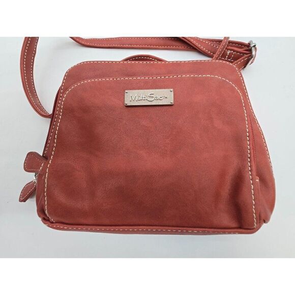 MultiSac Womens Red Faux Leather Crossbody Bag With Adjustable Strap & Interior - Picture 2 of 7